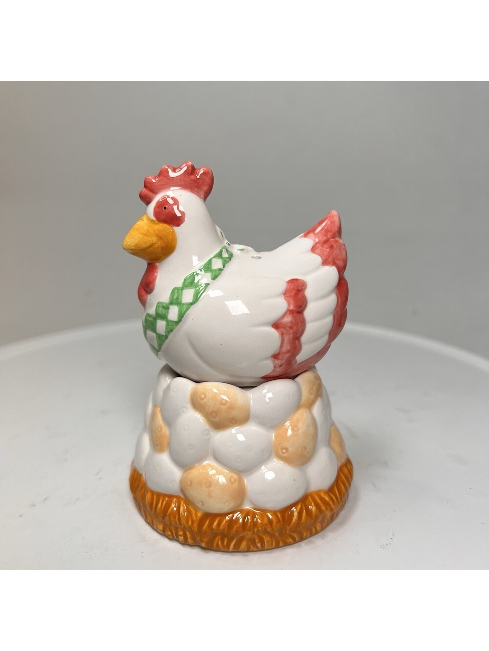 Vintage Ceramic Hen on Nest with Egg Salt & Pepper Shakers